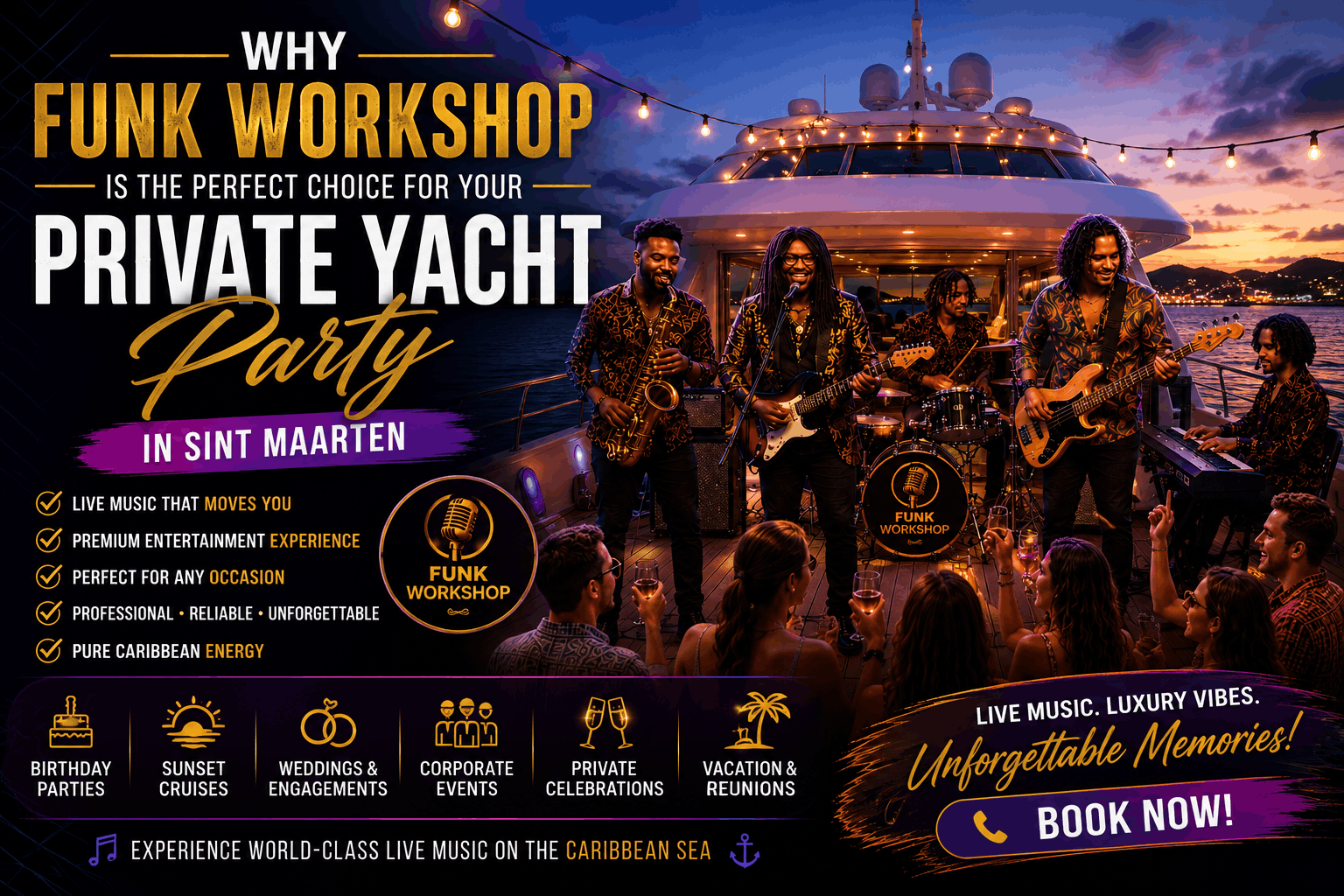 private yacht band party Sint Maarten